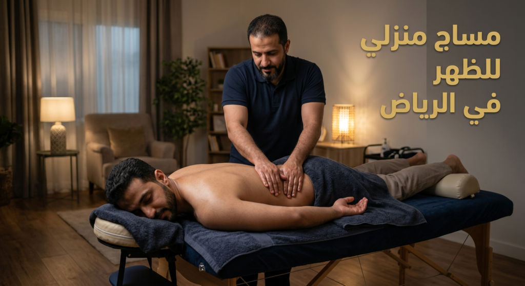 مساج ظهر بالرياض لتخفيف آلام عضلات الظهر الناتجة عن الجلوس الطويل.
