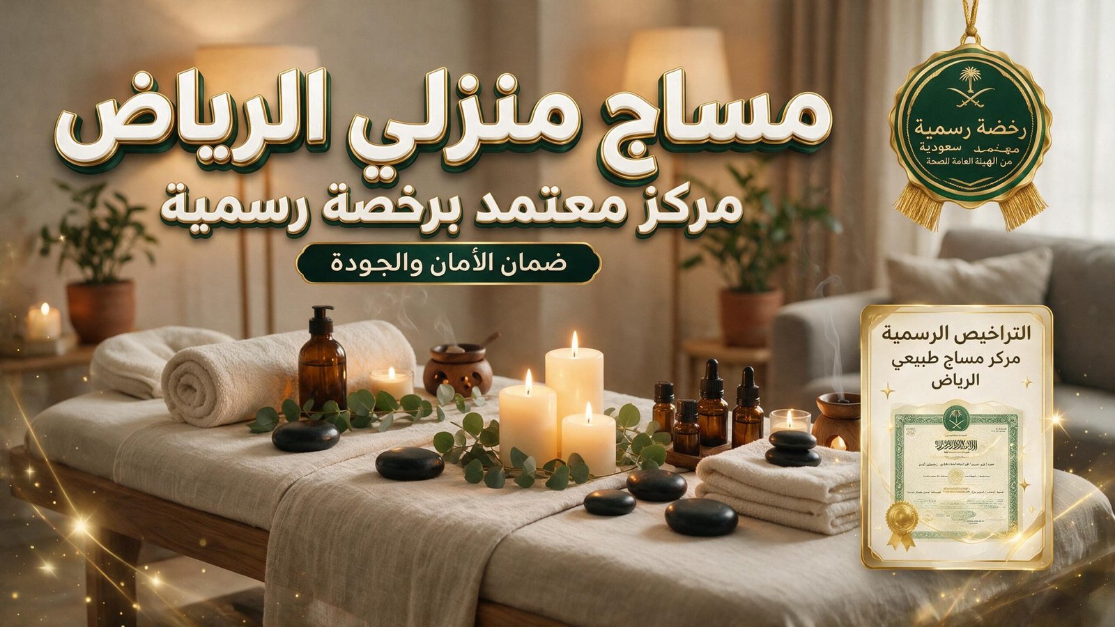 مساج منزلي الرياض من مركز معتمد برخصة رسمية تضمن الأمان.