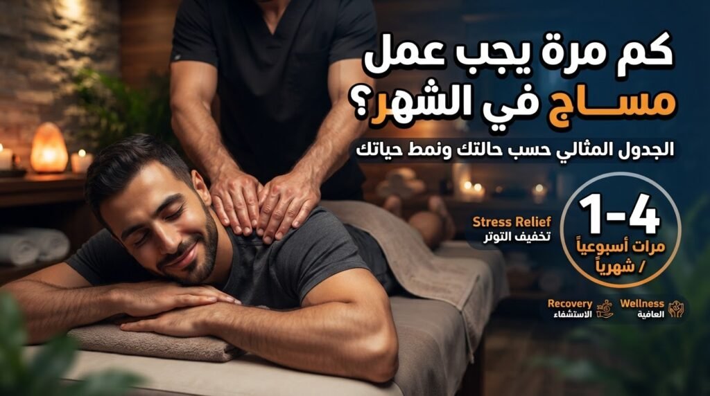 جدول يوضح كم مرة يجب عمل مساج في الشهر حسب الحالة ونمط الحياة.
